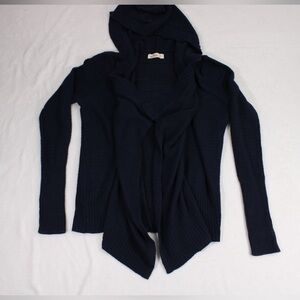Hollister Navy Blue Women's XS Lightweight Knit Hooded Open Cardigan‎ Sweater